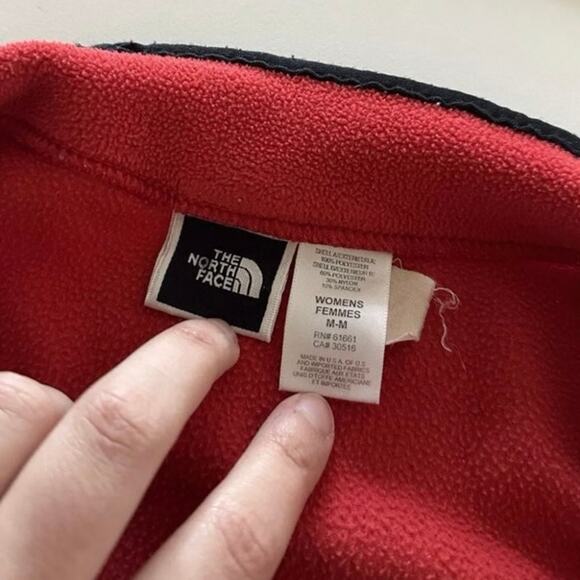 The North Face Women's Polartec Half Zip Fleece Pullover-Red/Black - Picture 5 of 14